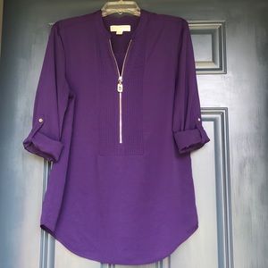 Micheal Kors purple silky zippered tunic